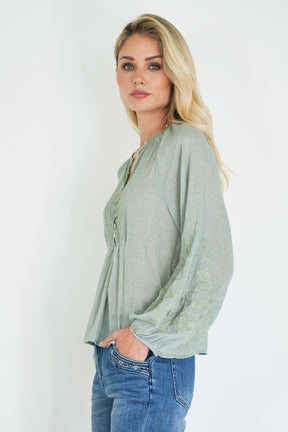 Olive Cotton Julia Blouse