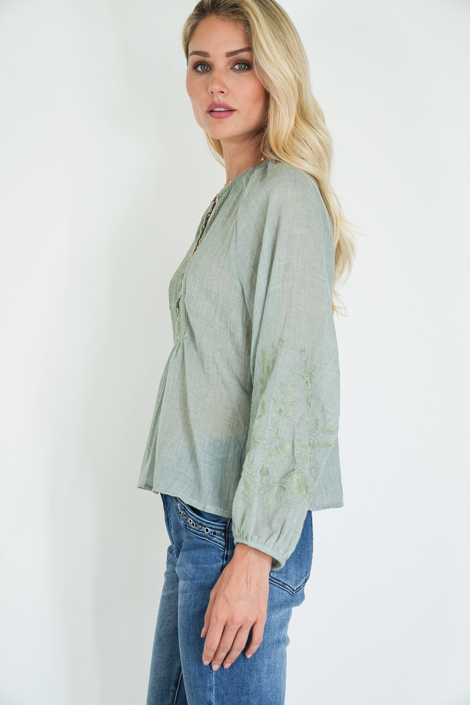 Olive Cotton Julia Blouse