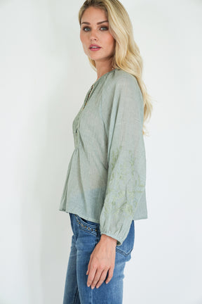 Olive Cotton Julia Blouse