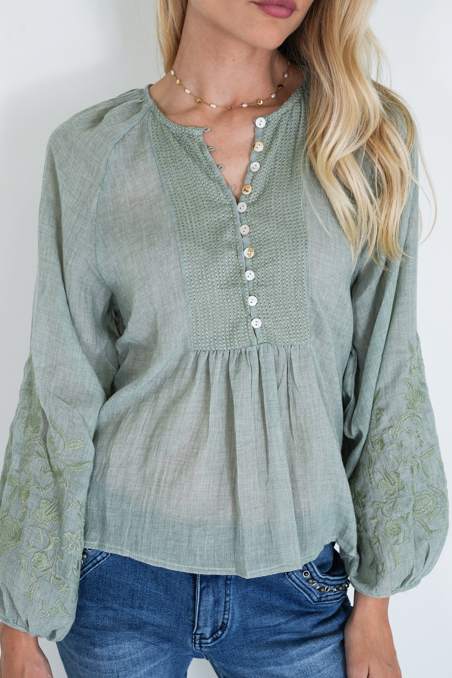 Olive Cotton Julia Blouse
