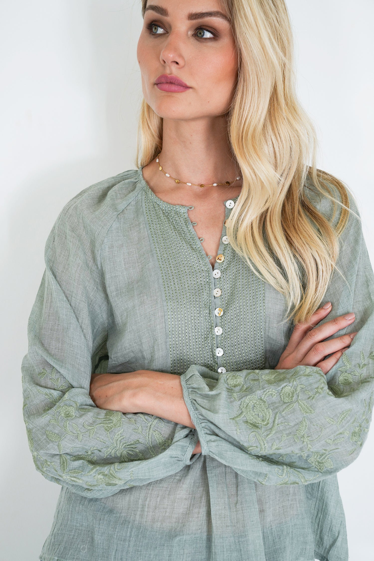 Olive Cotton Julia Blouse