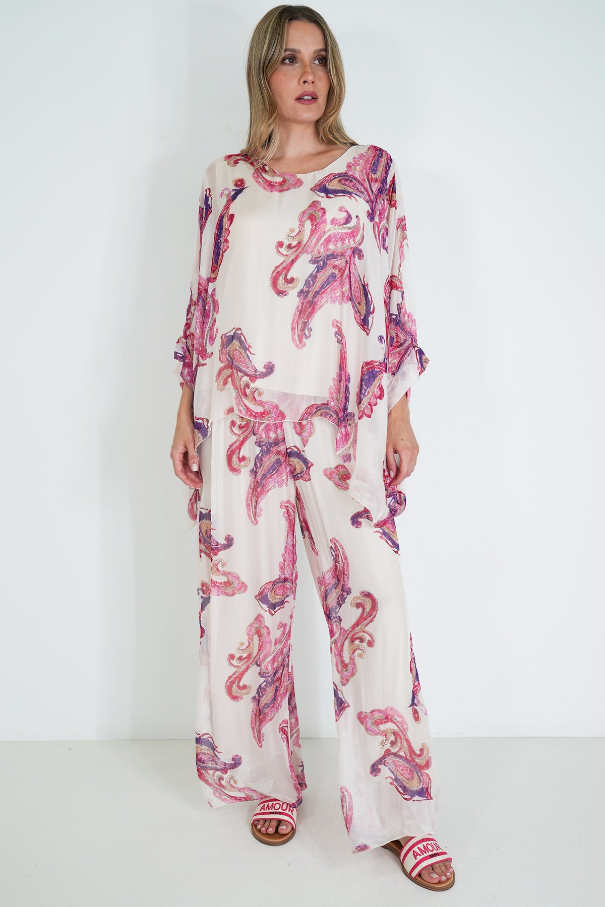 Pink Mary Silk Harem Pant