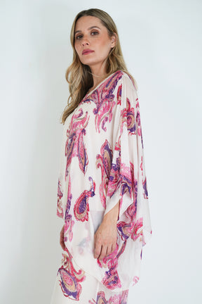 Pink Mary Silk Poncho