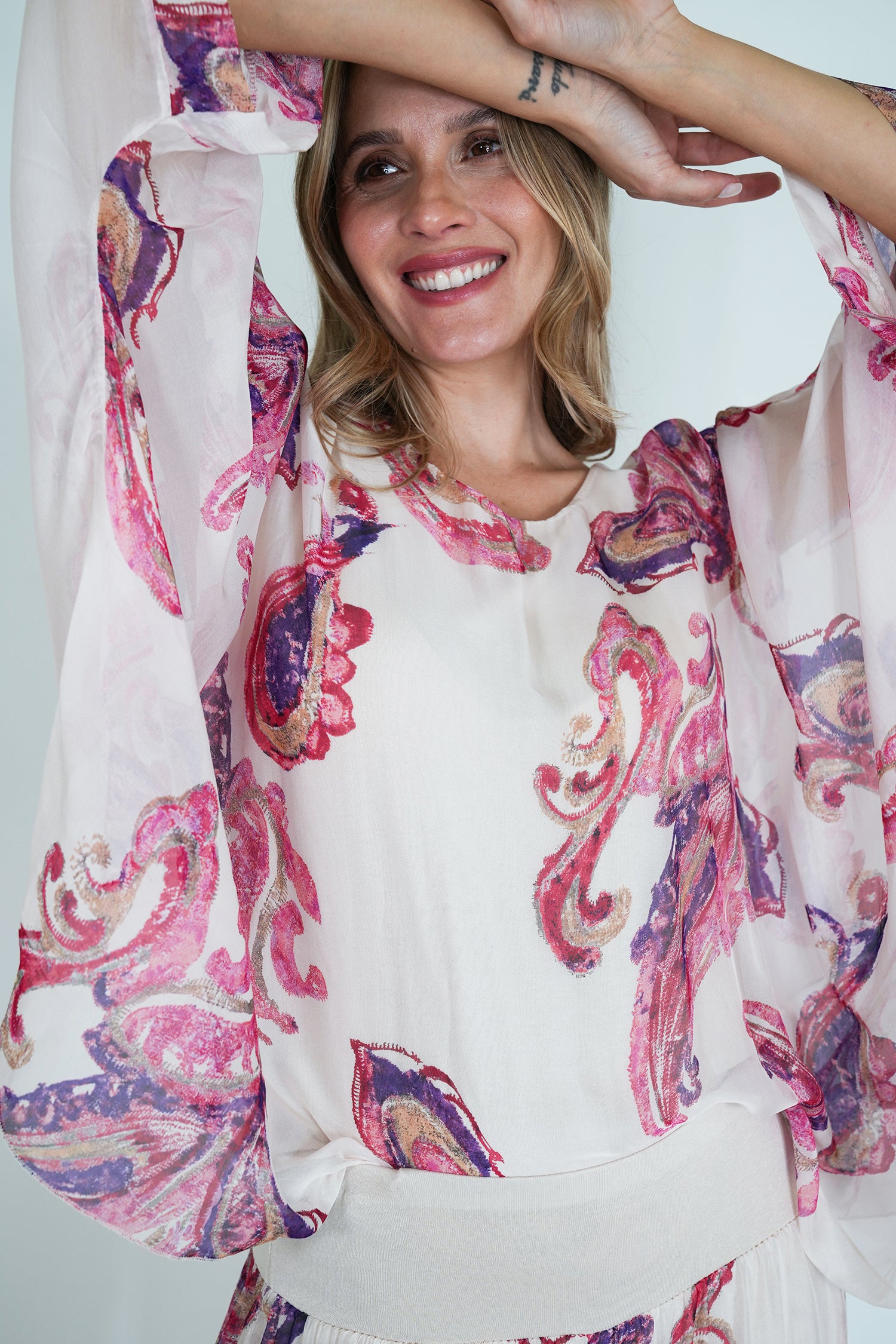 Pink Mary Silk Poncho