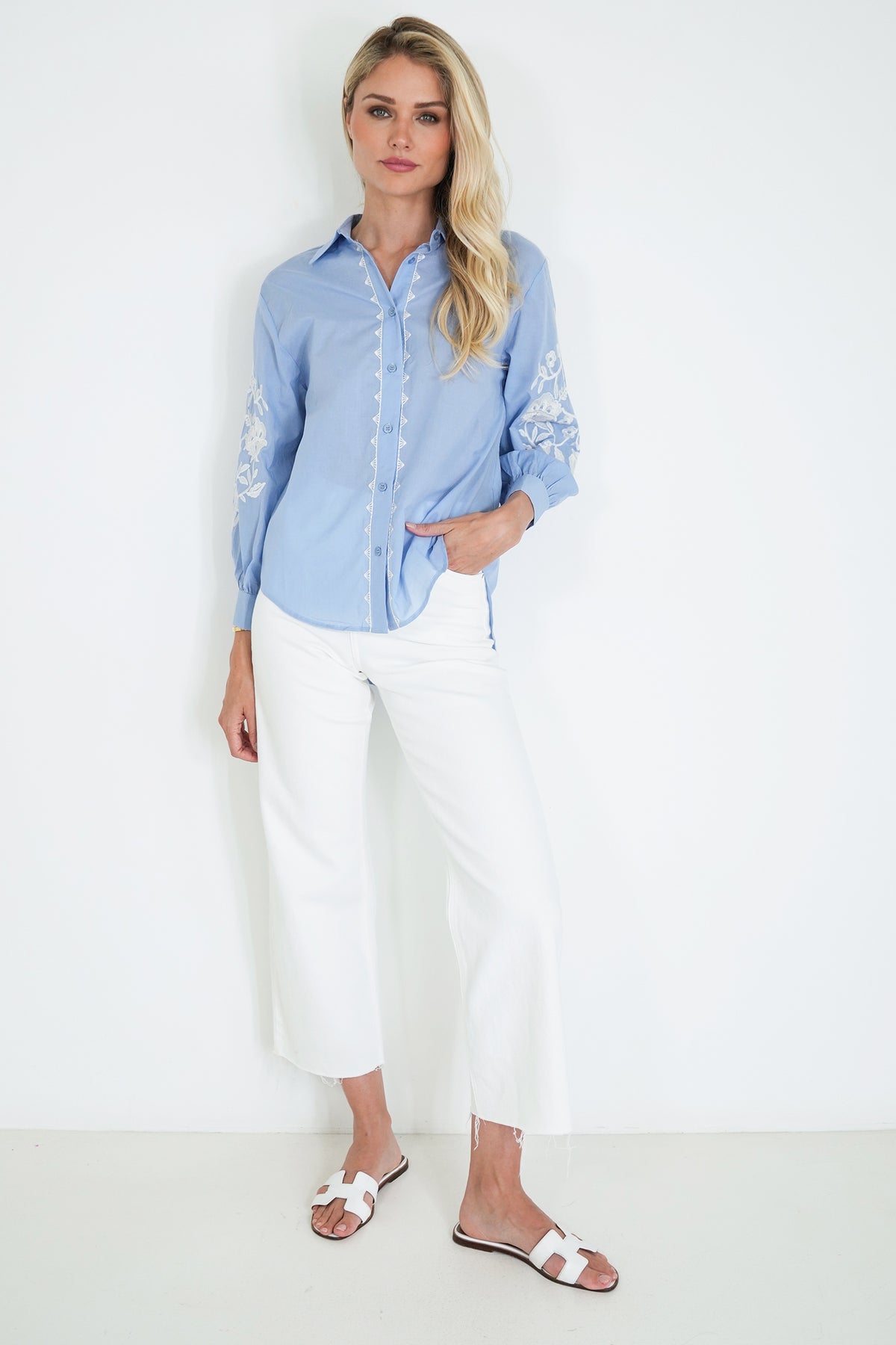 Blue Embroidered Shirt