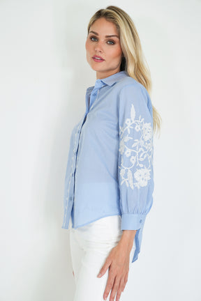 Blue Embroidered Shirt