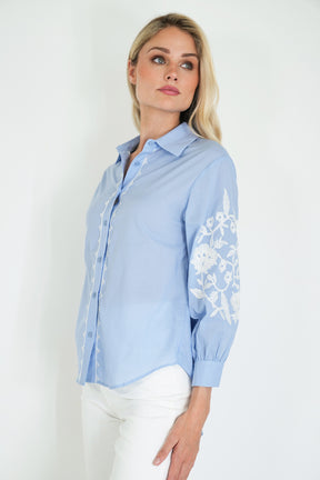 Blue Embroidered Shirt