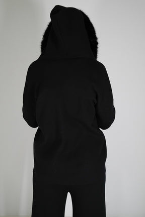 Black Faux Fur Zip Cardigan