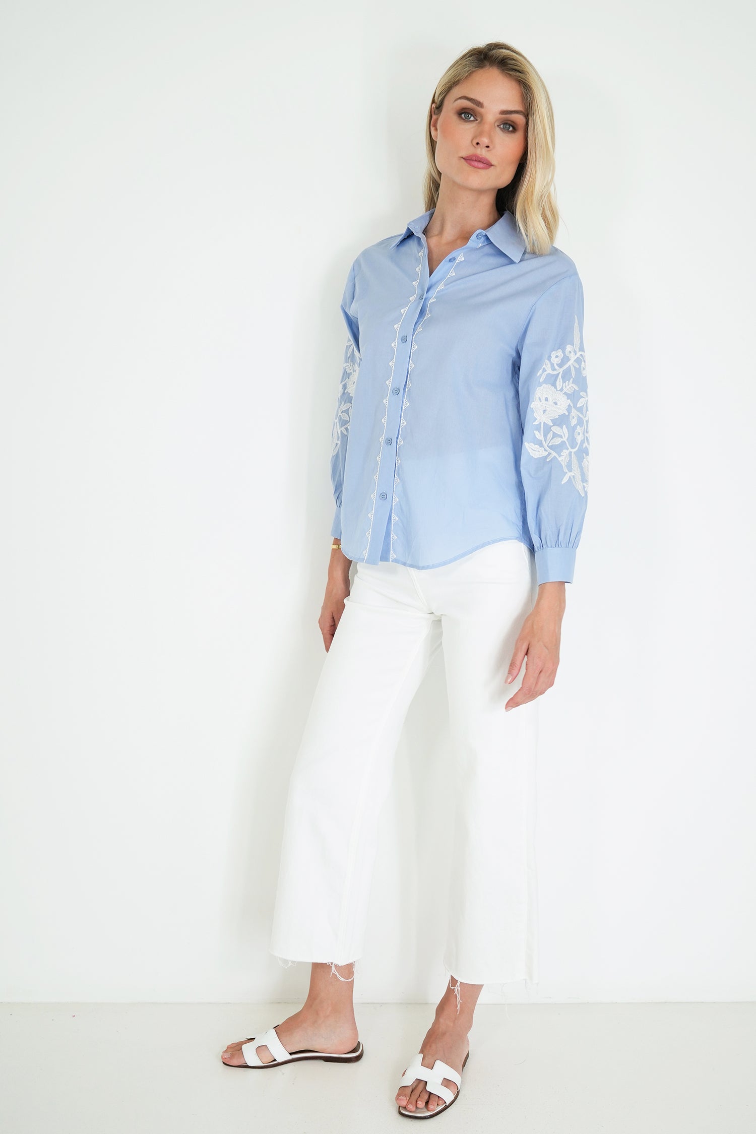 Blue Embroidered Shirt