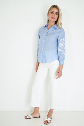 Blue Embroidered Shirt