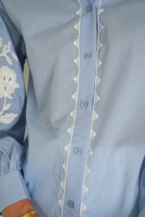 Blue Embroidered Shirt