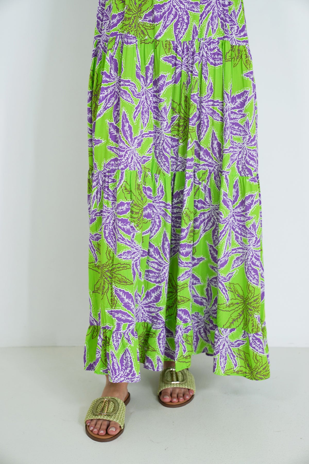 Lime and Purple Kate Strap Dress, printed strap dress from Something Pretty, alternative view