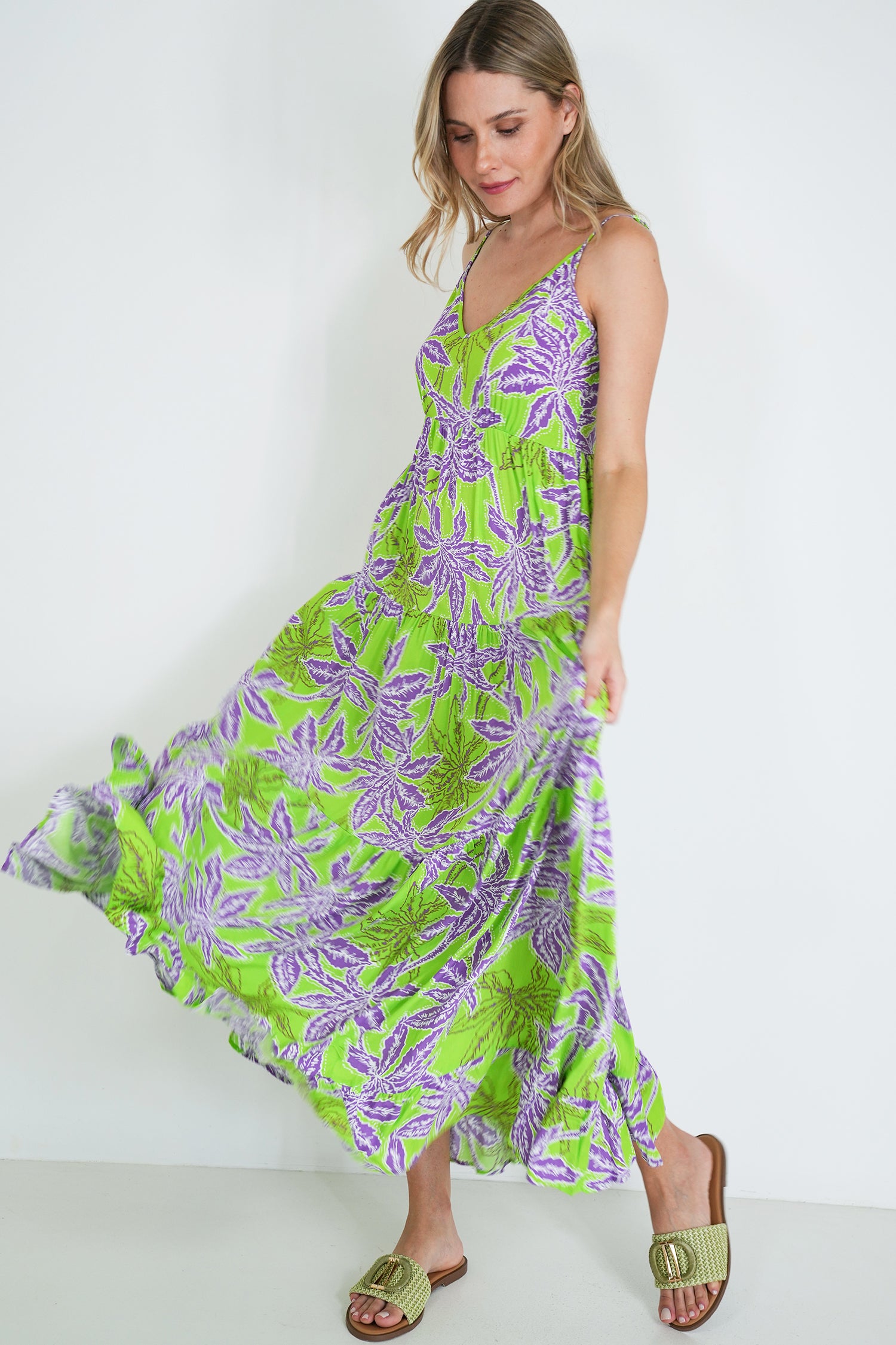 Lime and Purple Kate Strap Dress Lime and Purple Kate Strap Dress