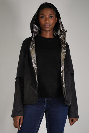 Black Reversible Rain Jacket