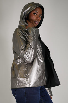 Black Reversible Rain Jacket