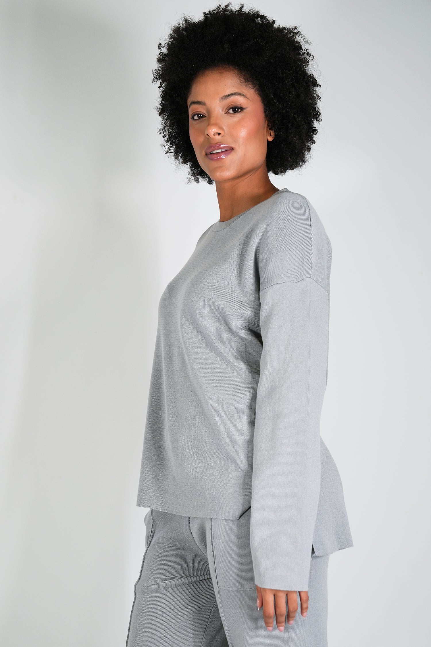 Grey Knit Athleisure Jumper