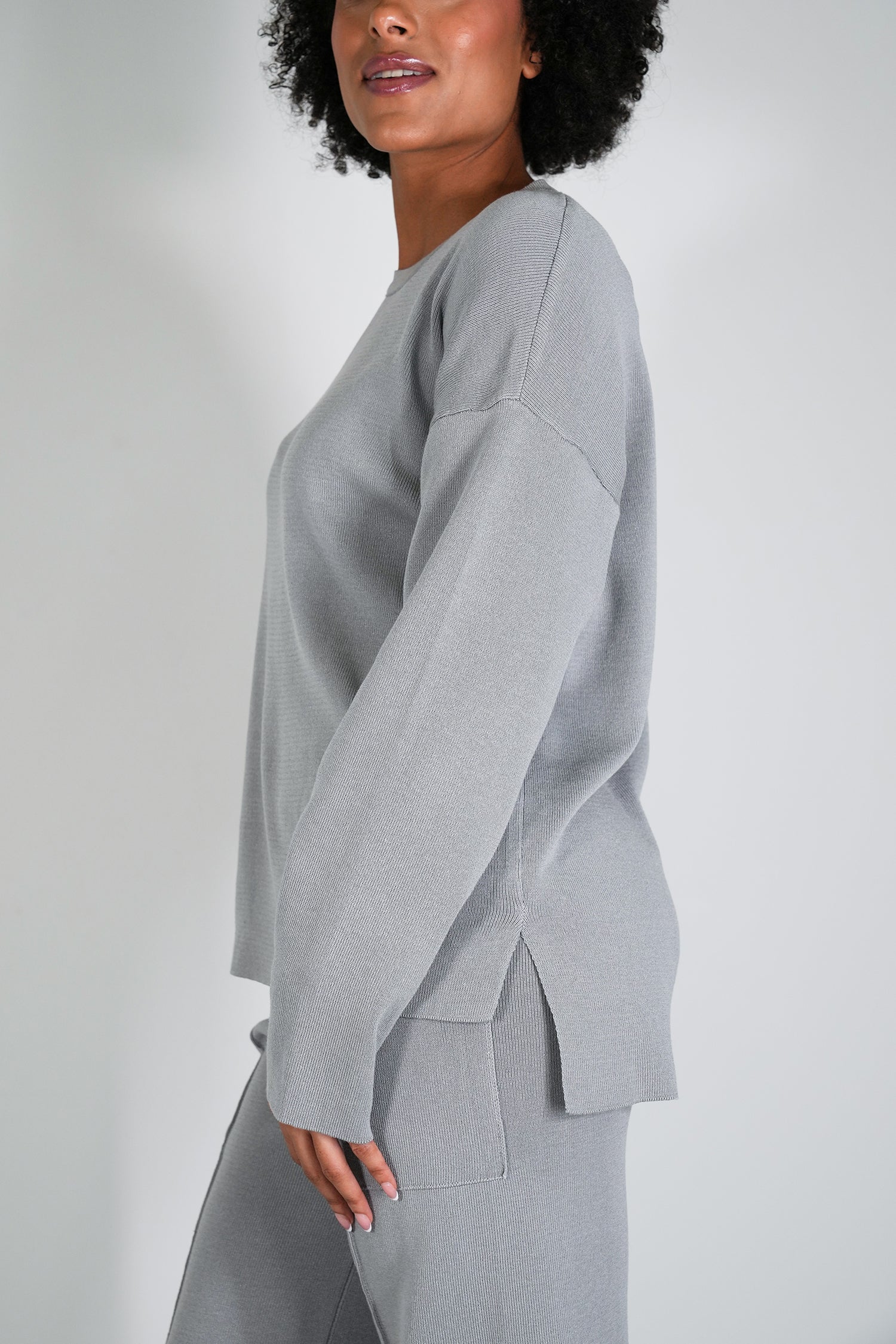 Grey Knit Athleisure Jumper
