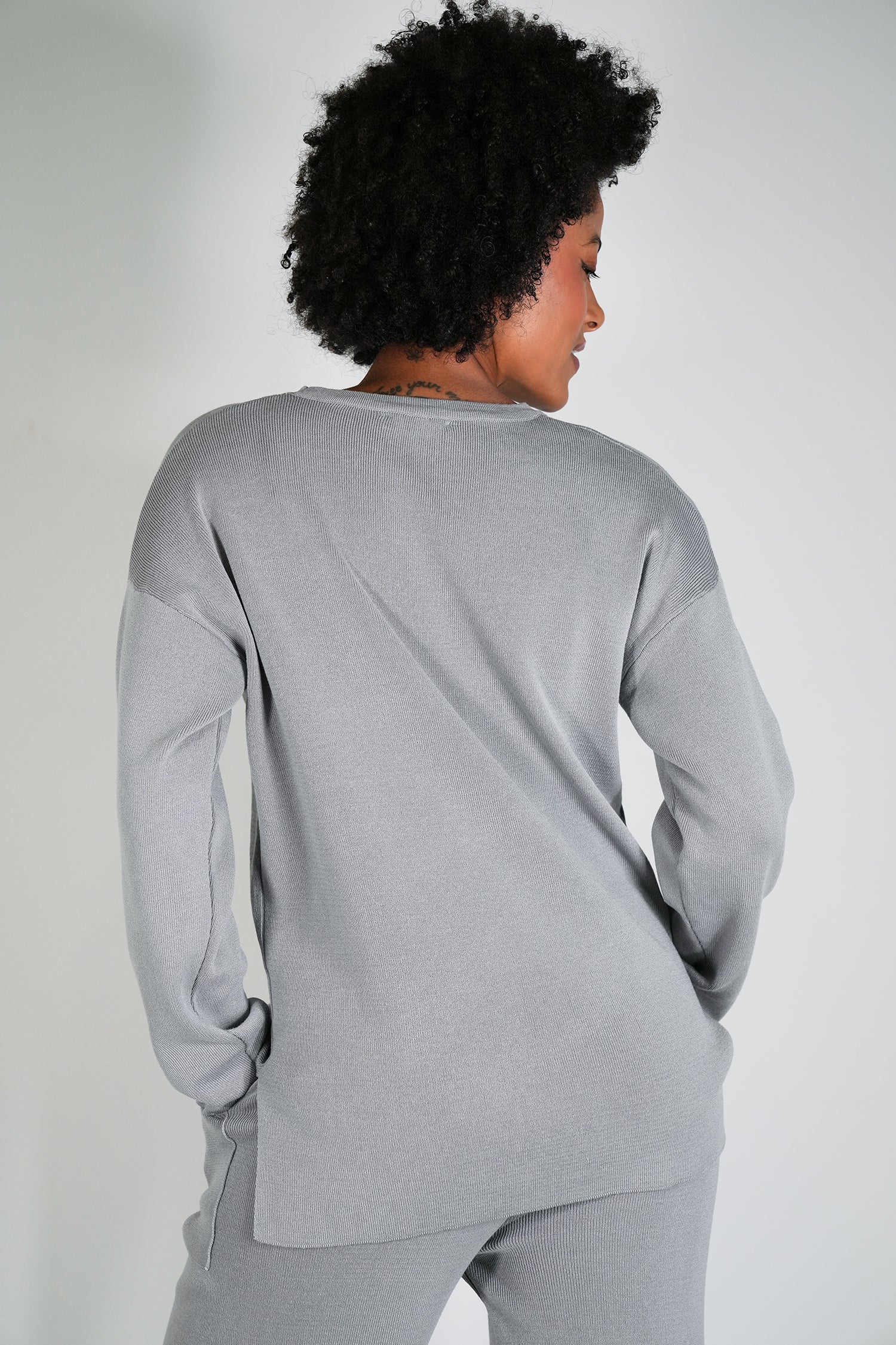 Grey Knit Athleisure Jumper