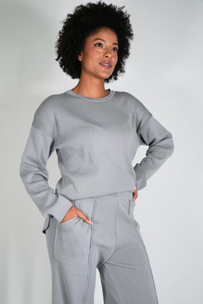 Grey Knit Athleisure Jumper