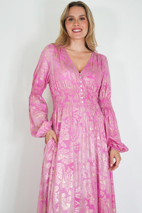 Pink and Gold Paisley Qaanita Dress