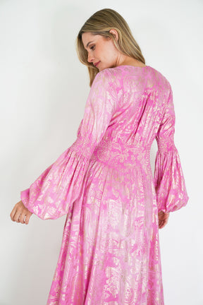 Pink and Gold Paisley Qaanita Dress