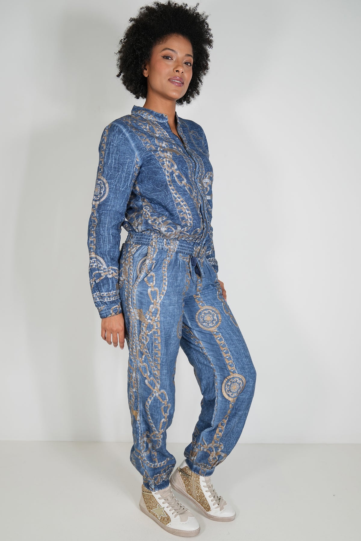 Denim Chain Cuffed Pant
