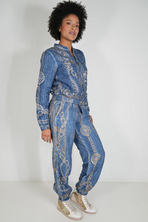 Denim Chain Cuffed Pant