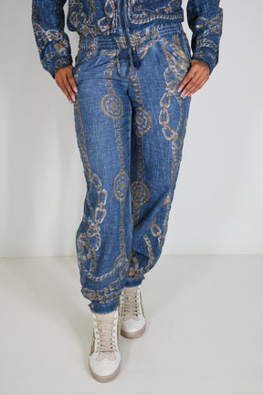 Denim Chain Cuffed Pant
