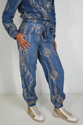 Denim Chain Cuffed Pant