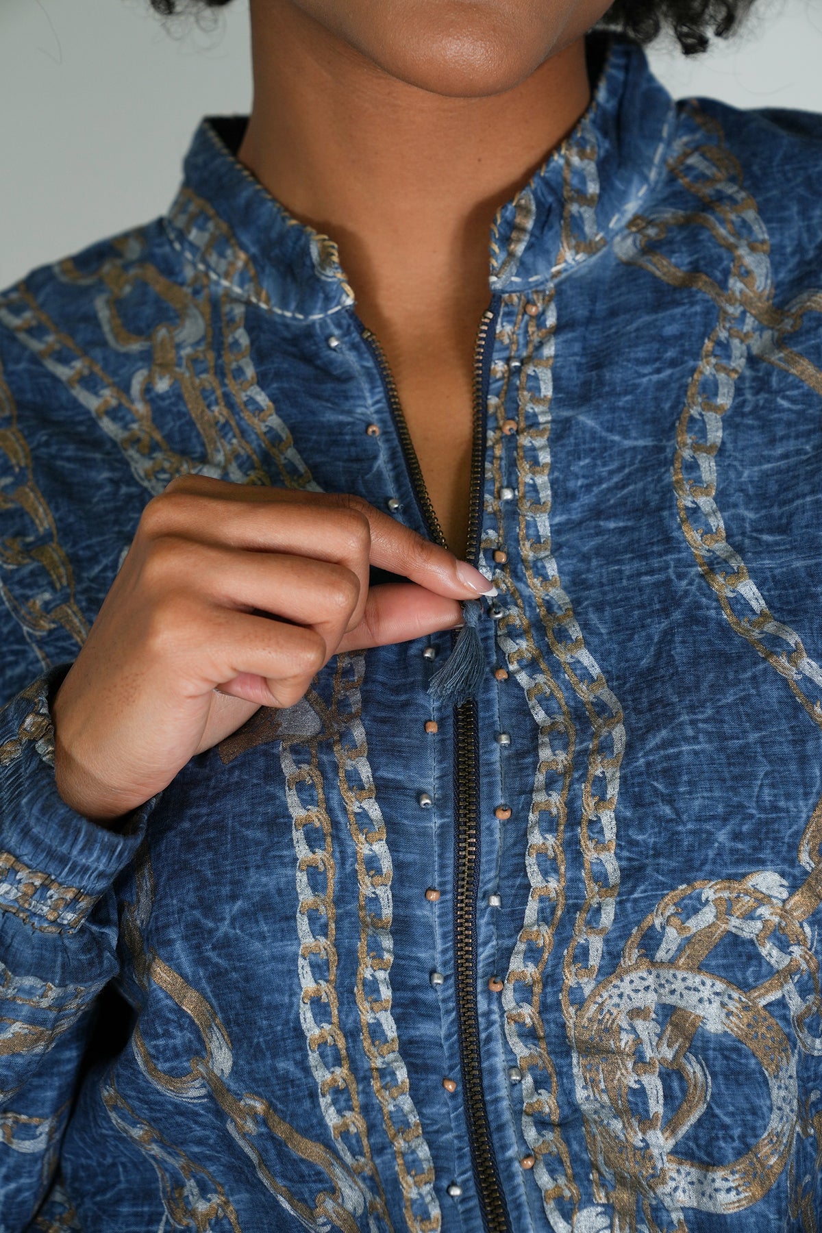 Denim Chain Bomber