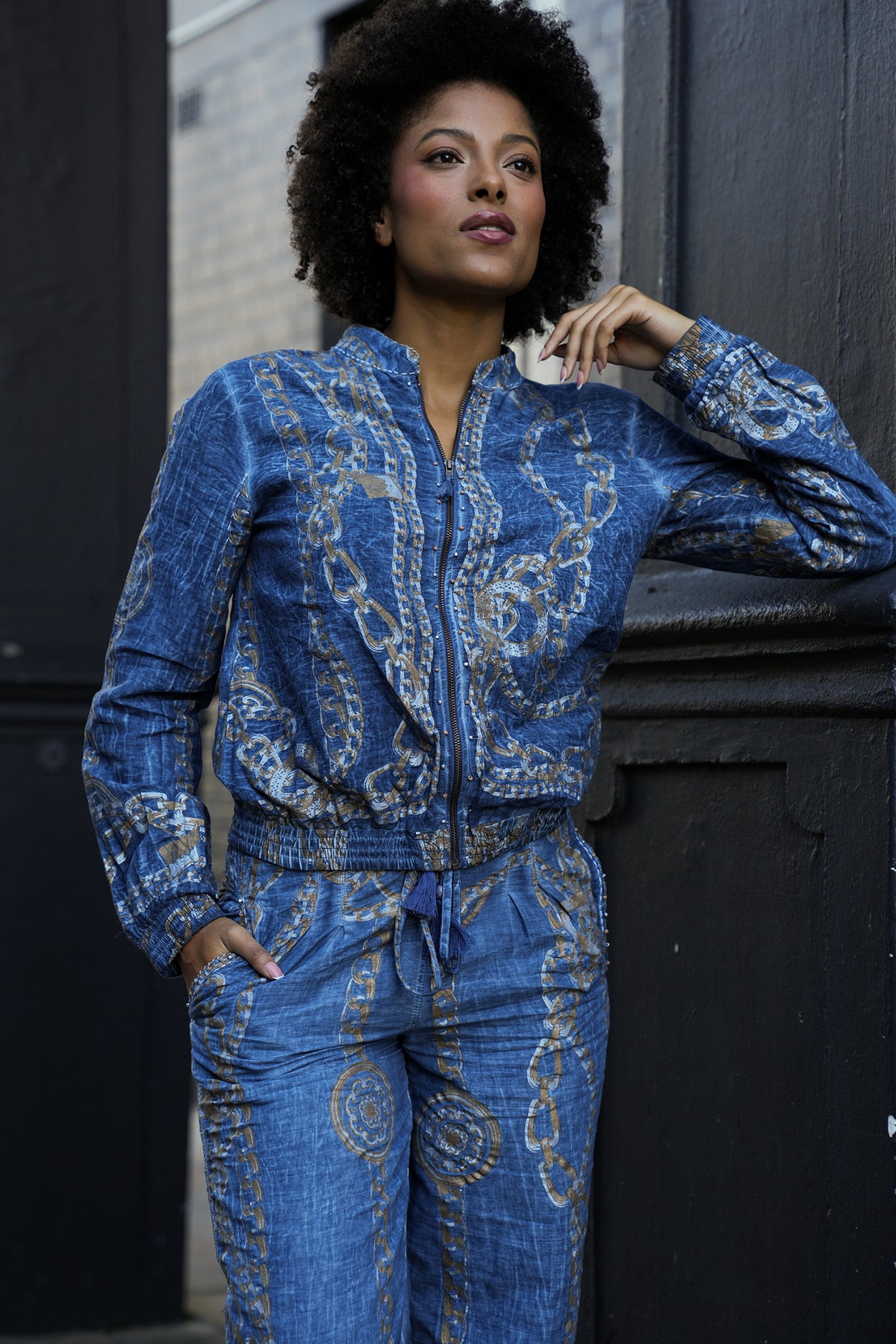 Denim Chain Bomber