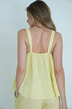 Lemon Frill Linen Top