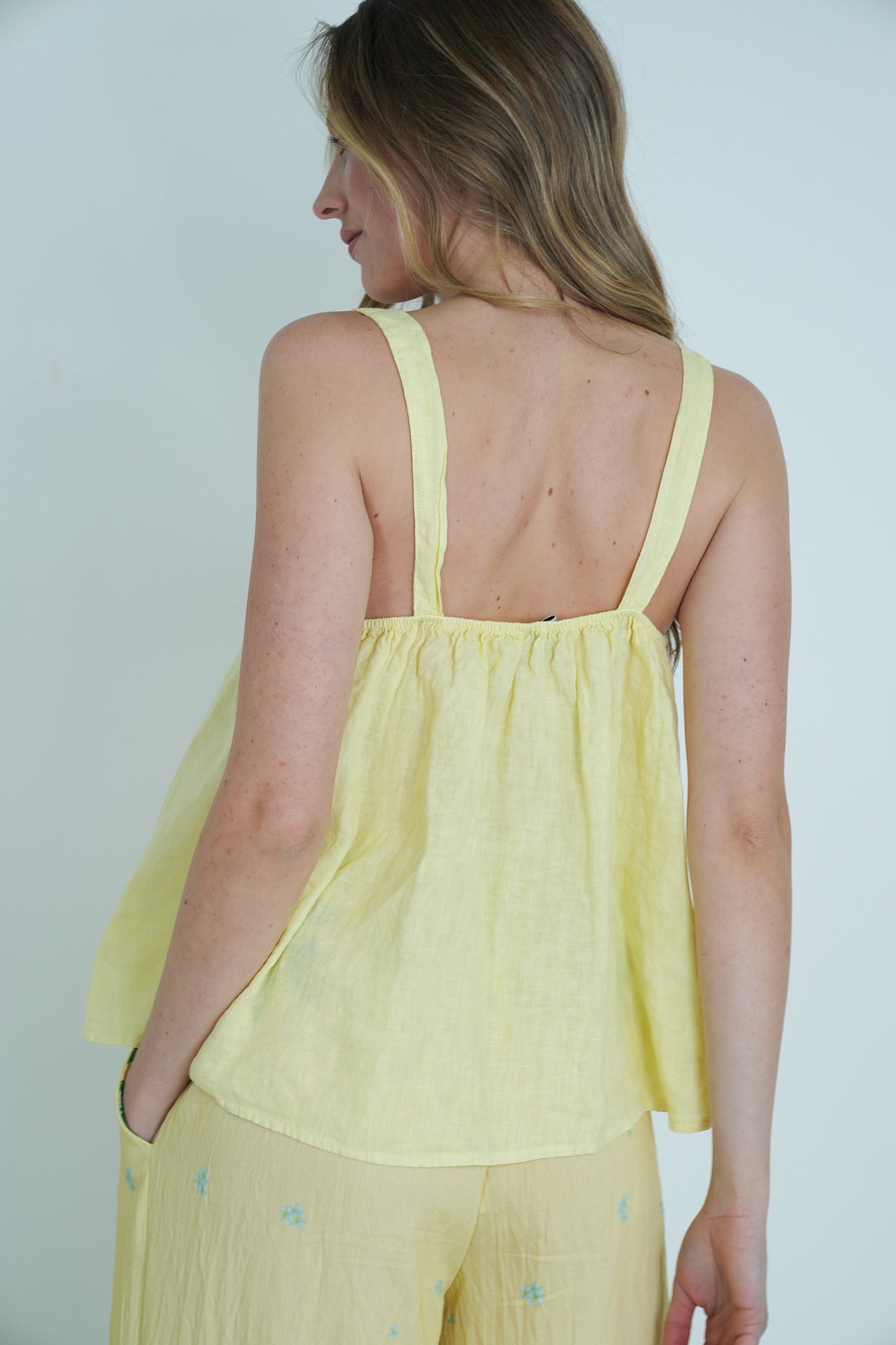 Lemon Frill Linen Top