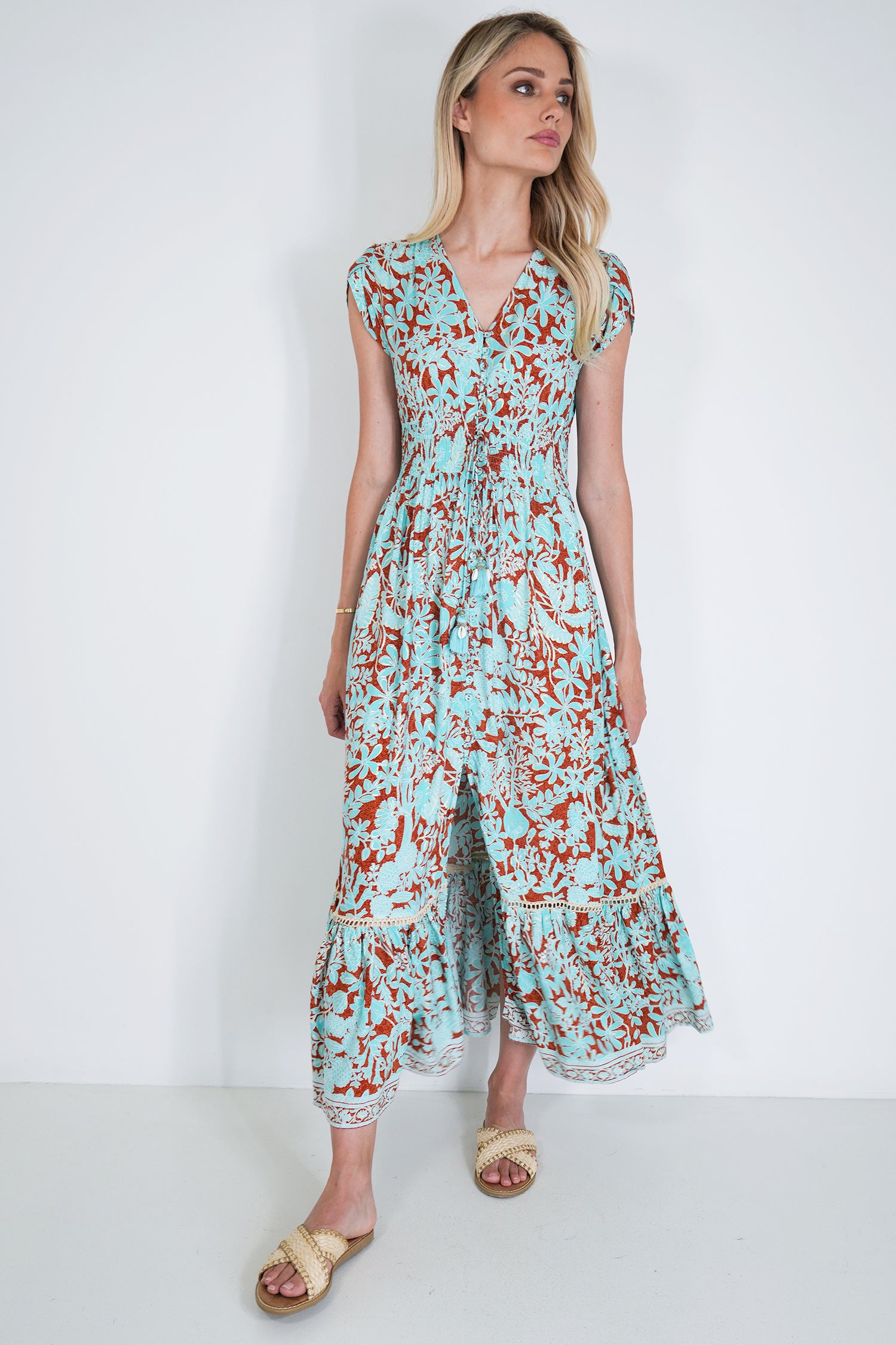 Turquoise and Rust Kylie Dress