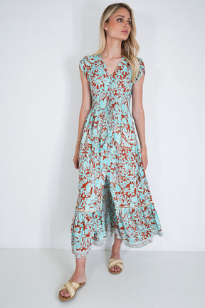 Turquoise and Rust Kylie Dress