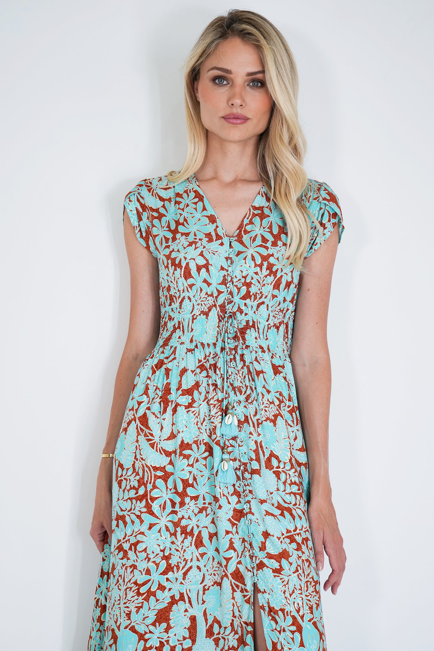 Turquoise and Rust Kylie Dress