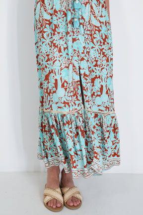 Turquoise and Rust Kylie Dress