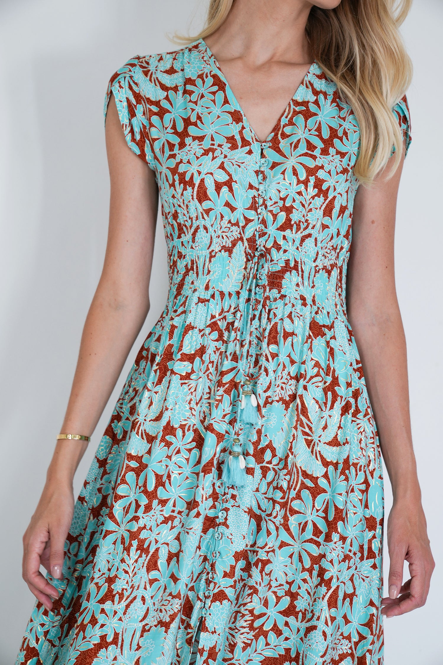 Turquoise and Rust Kylie Dress