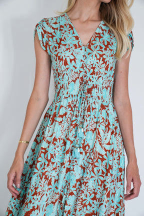 Turquoise and Rust Kylie Dress