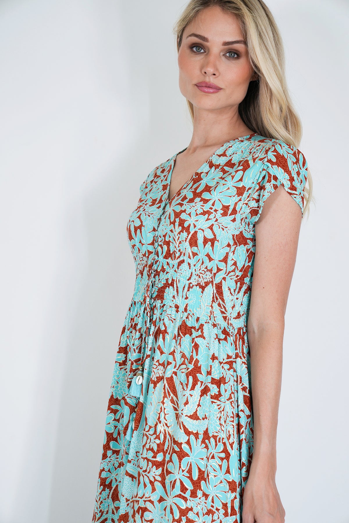 Turquoise and Rust Kylie Dress