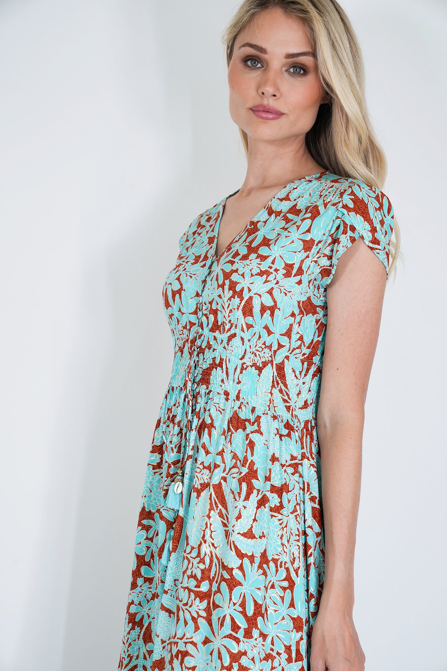 Turquoise and Rust Kylie Dress