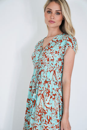 Turquoise and Rust Kylie Dress