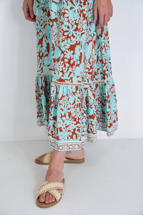 Turquoise and Rust Kylie Dress