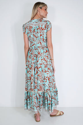 Turquoise and Rust Kylie Dress