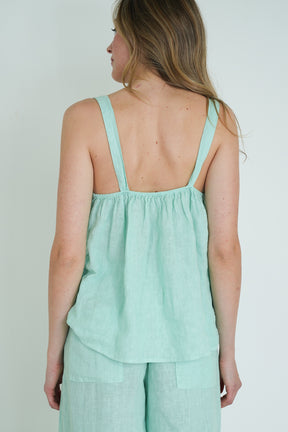 Aqua Frill Linen Top