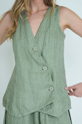 Olive Linen Waistcoat