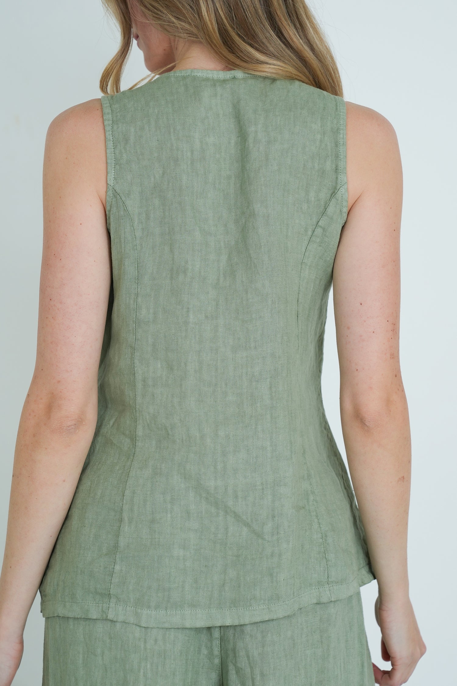 Olive Linen Waistcoat