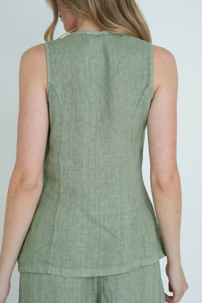 Olive Linen Waistcoat
