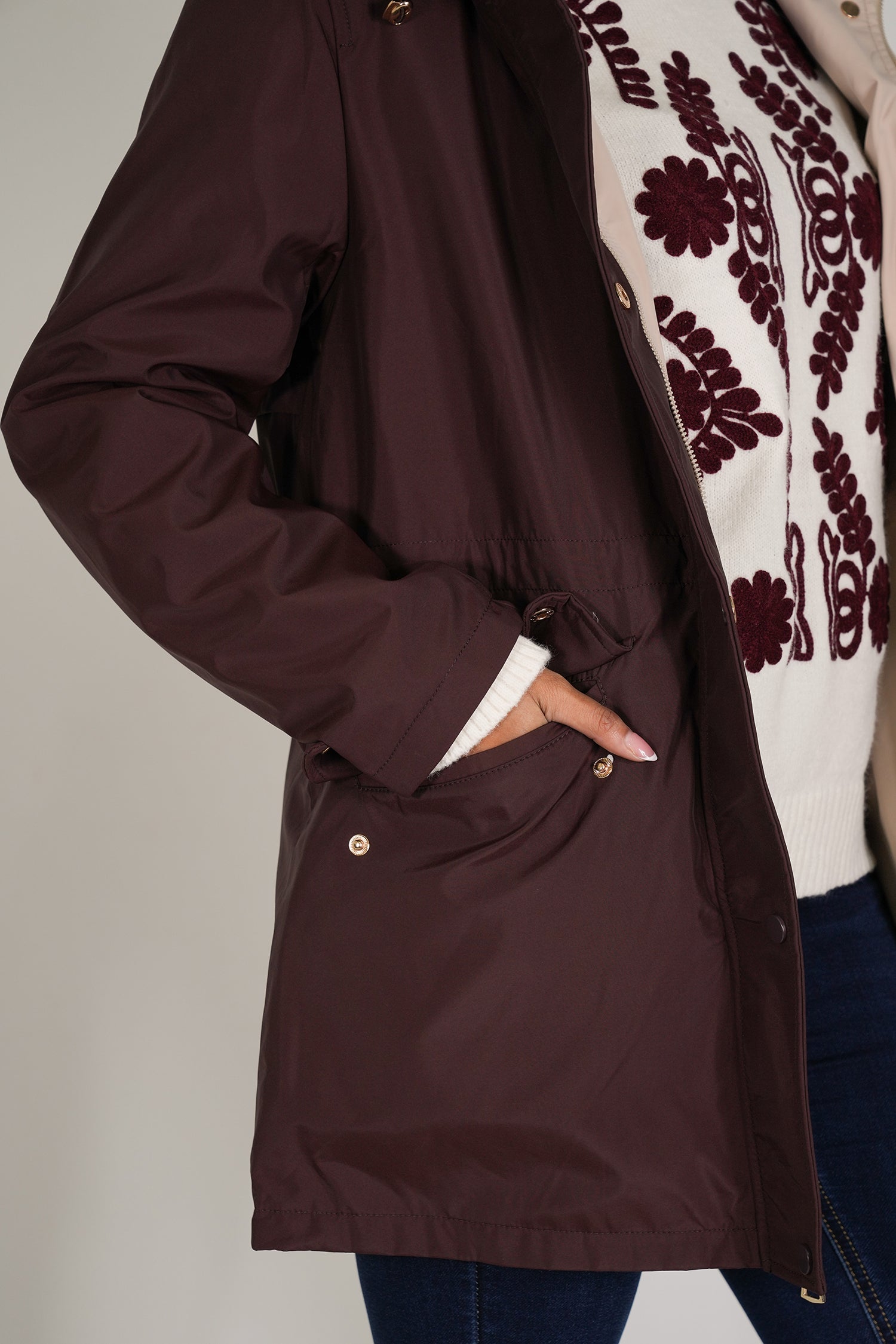 Burgundy Reversible Rain Coat
