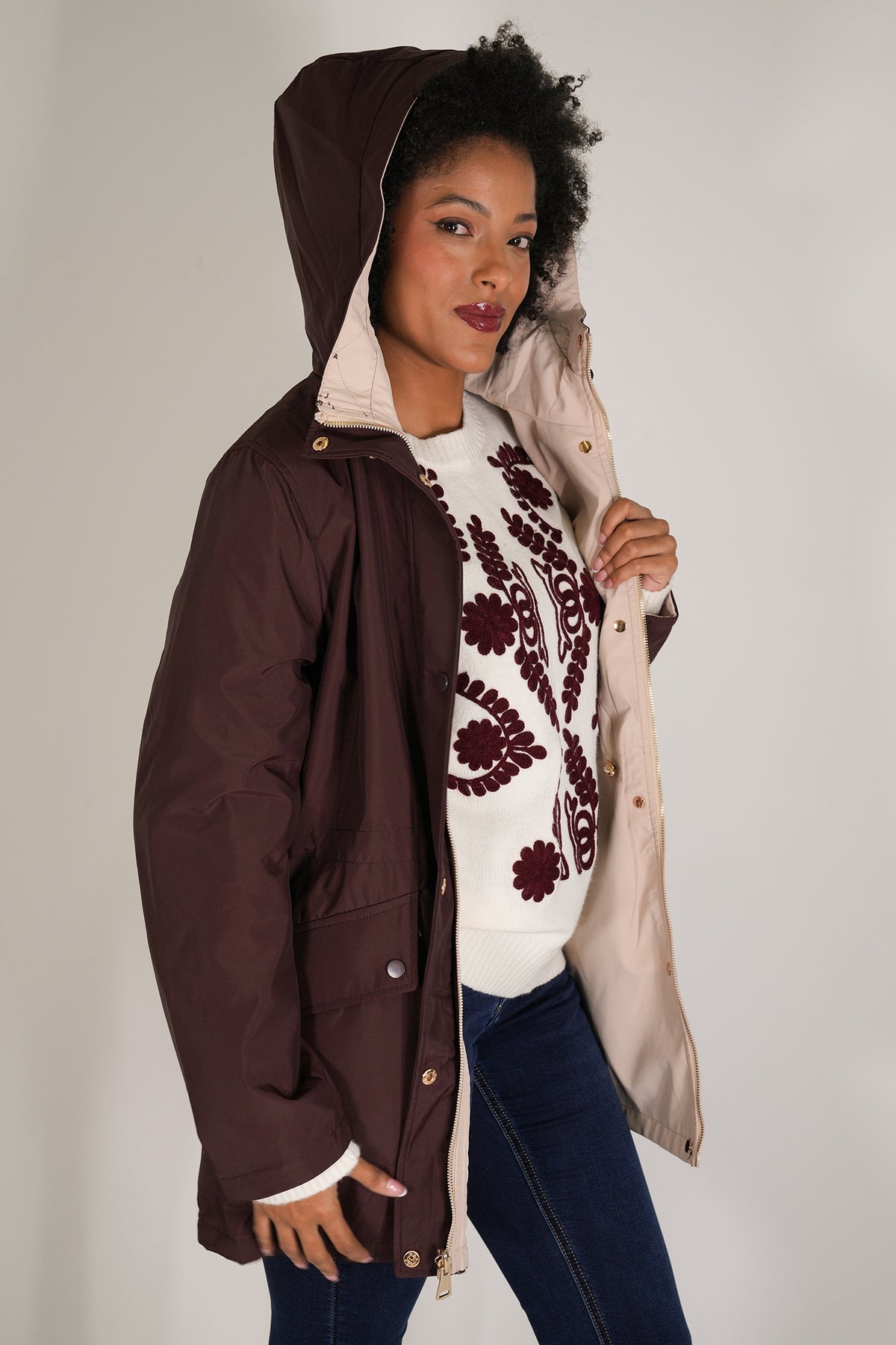 Burgundy Reversible Rain Coat